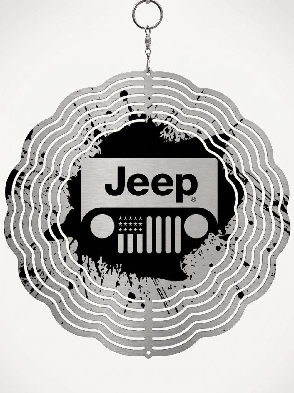 10" Jeep Grille Splash Logo Metal Kinetic Wind Spinner - Outdoor Yard Decor